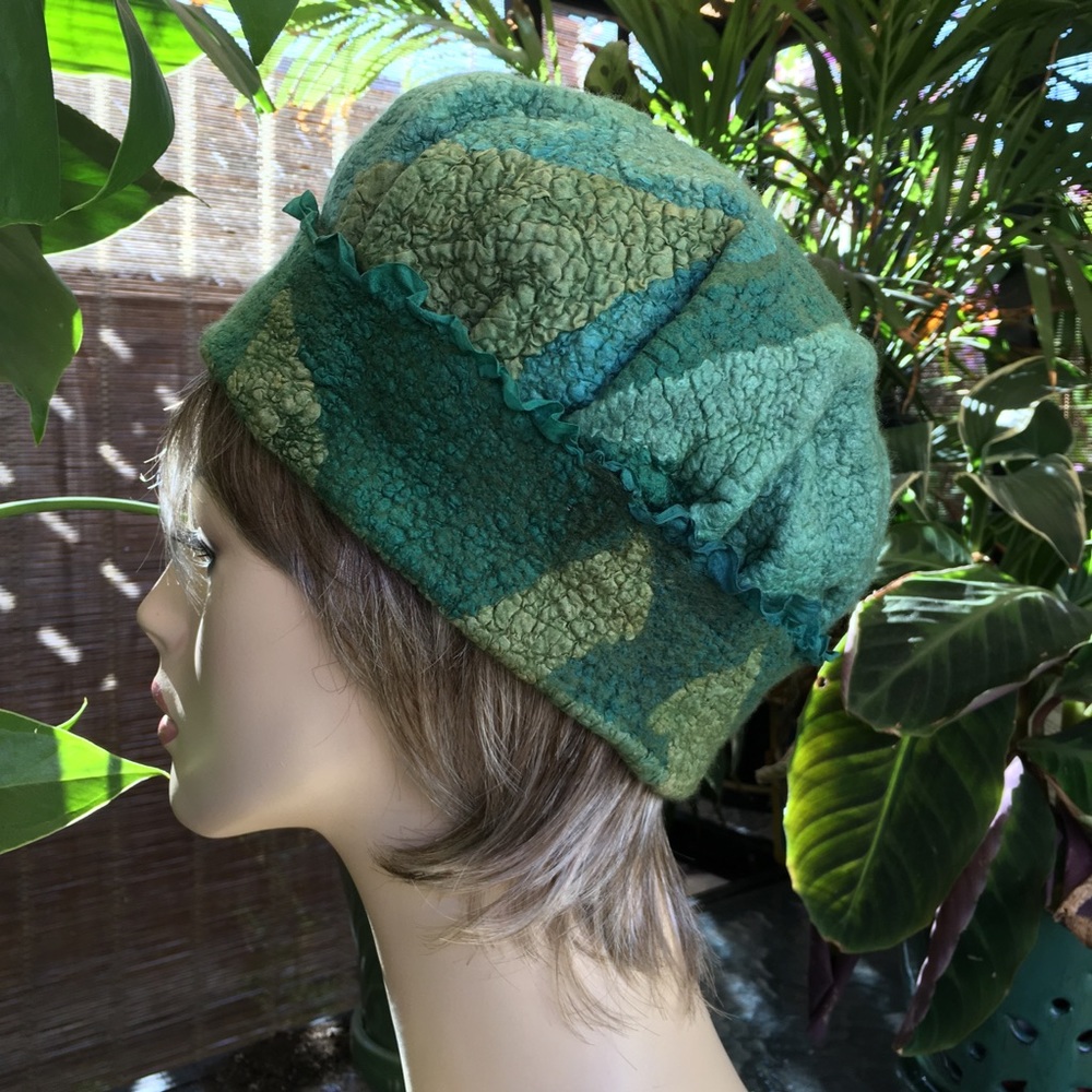 TASH WESP Artisan Created Aqua-Hued Felted Hat